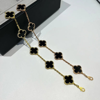 ˇGilded EraˇCLOVER  5 MOTIFS BLACK ONYX BRACELET