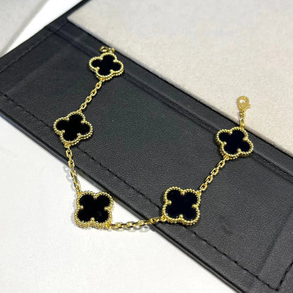ˇGilded EraˇCLOVER  5 MOTIFS BLACK ONYX BRACELET