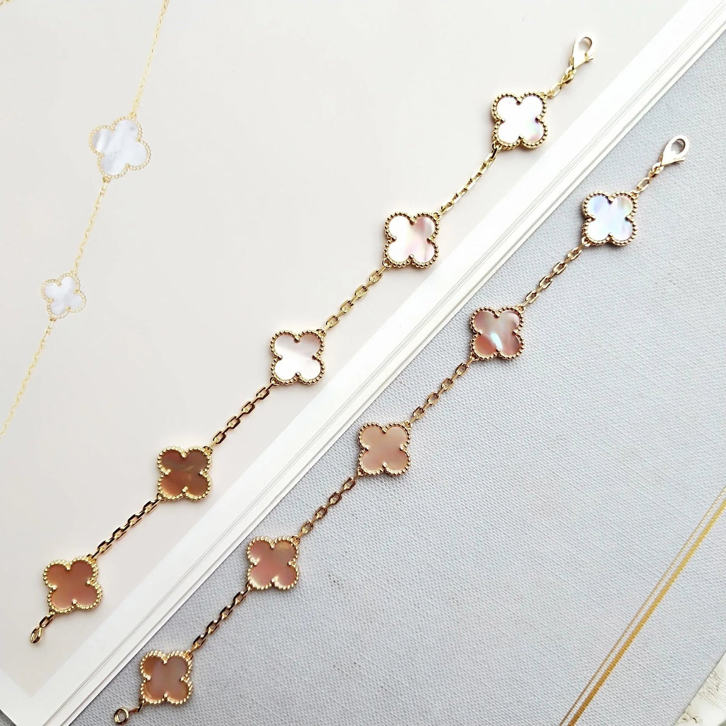 ˇGilded EraˇCLOVER 5 PINK MOP BRACELET