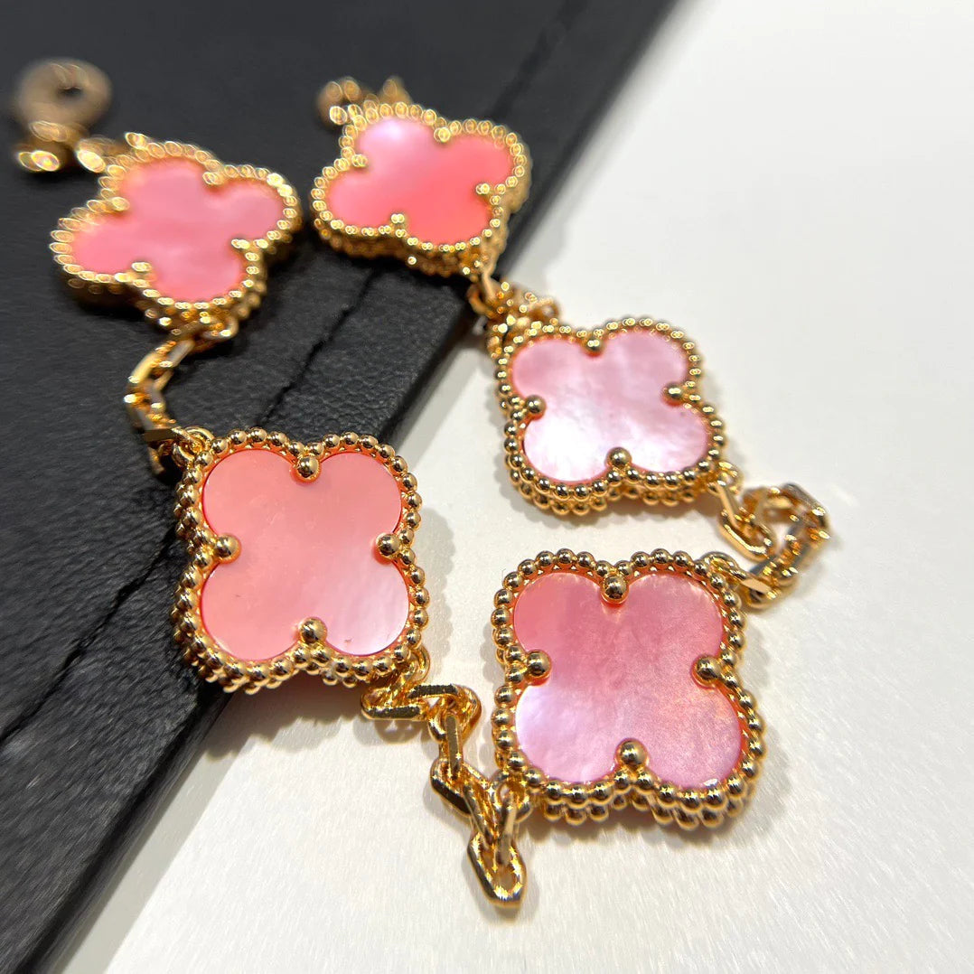 ˇGilded EraˇCLOVER 5 PINK MOP BRACELET