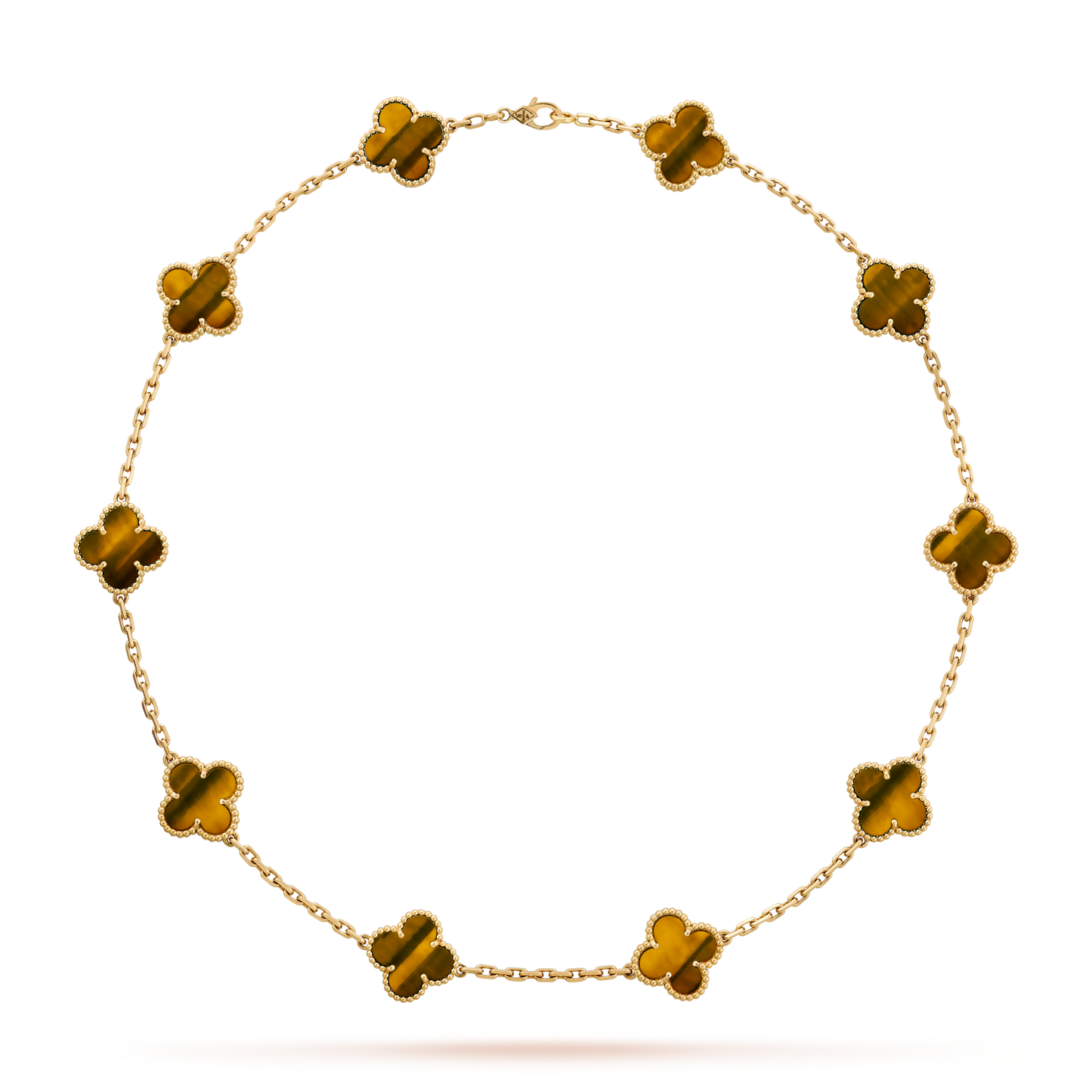 ˇGilded EraˇCLOVER 10 MOTIFS TIGER EYE NECKLACE