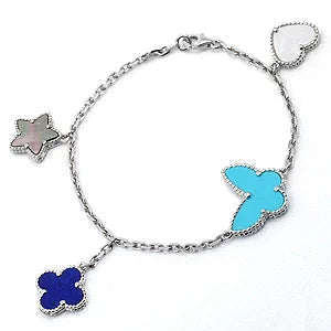 ˇGilded EraˇLUCKY SPRING SILVER BRACELET 4 MOTIF