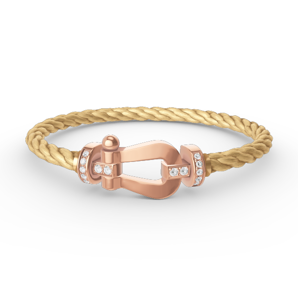 ˇGilded EraˇFORCE LARGE HORSESHOE HALF DIAMOND BRACELET ROSE GOLD