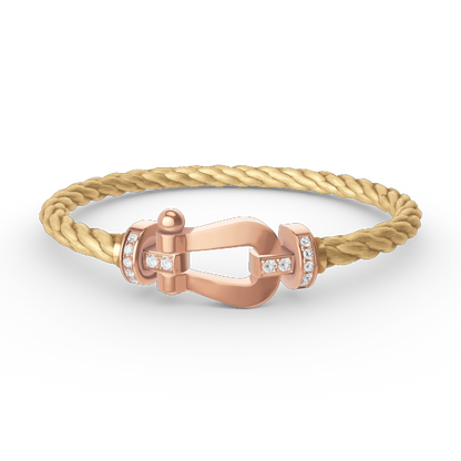 ˇGilded EraˇFORCE LARGE HORSESHOE HALF DIAMOND BRACELET ROSE GOLD