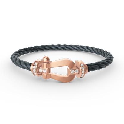 ˇGilded EraˇFORCE LARGE HORSESHOE HALF DIAMOND BRACELET ROSE GOLD