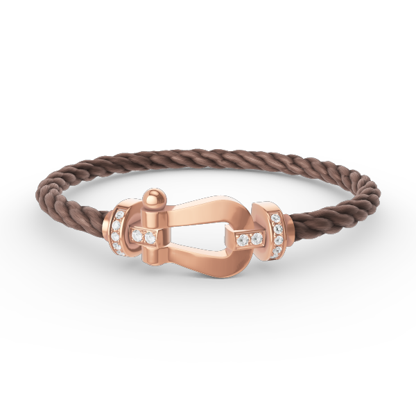 ˇGilded EraˇFORCE LARGE HORSESHOE HALF DIAMOND BRACELET ROSE GOLD