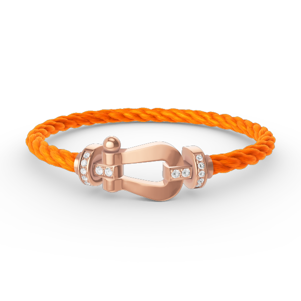 ˇGilded EraˇFORCE LARGE HORSESHOE HALF DIAMOND BRACELET ROSE GOLD