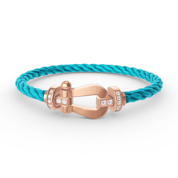 ˇGilded EraˇFORCE LARGE HORSESHOE HALF DIAMOND BRACELET ROSE GOLD