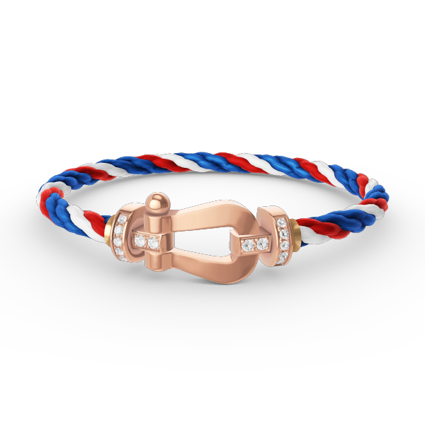 ˇGilded EraˇFORCE LARGE HORSESHOE HALF DIAMOND BRACELET ROSE GOLD
