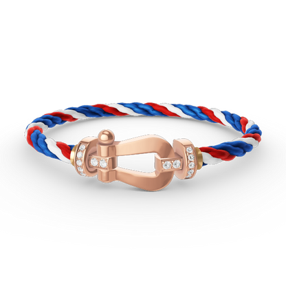 ˇGilded EraˇFORCE LARGE HORSESHOE HALF DIAMOND BRACELET ROSE GOLD