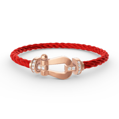 ˇGilded EraˇFORCE LARGE HORSESHOE HALF DIAMOND BRACELET ROSE GOLD