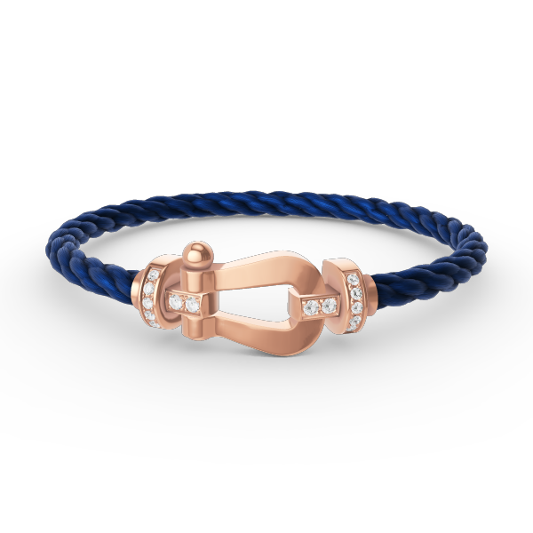 ˇGilded EraˇFORCE LARGE HORSESHOE HALF DIAMOND BRACELET ROSE GOLD