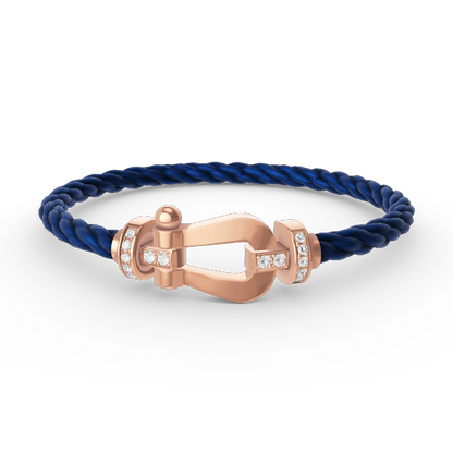 ˇGilded EraˇFORCE LARGE HORSESHOE HALF DIAMOND BRACELET ROSE GOLD