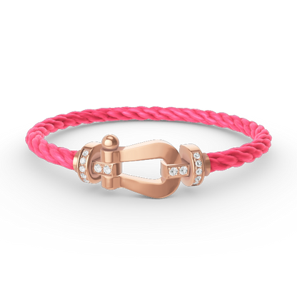 ˇGilded EraˇFORCE LARGE HORSESHOE HALF DIAMOND BRACELET ROSE GOLD
