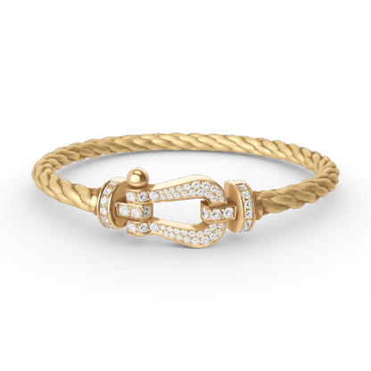 ˇGilded EraˇFORCE LARGE HORSESHOE FULL DIAMOND BRACELET GOLD