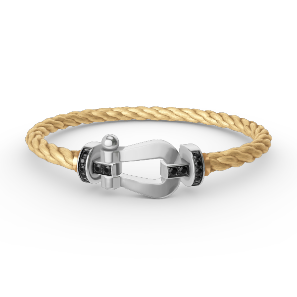 ˇGilded EraˇFORCE LARGE HORSESHOE BLACK DIAMOND BRACELET SILVER