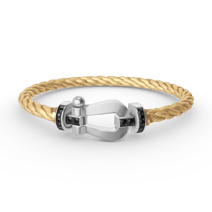 ˇGilded EraˇFORCE LARGE HORSESHOE BLACK DIAMOND BRACELET SILVER