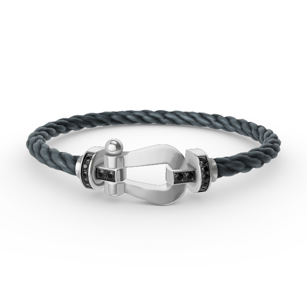 ˇGilded EraˇFORCE LARGE HORSESHOE BLACK DIAMOND BRACELET SILVER