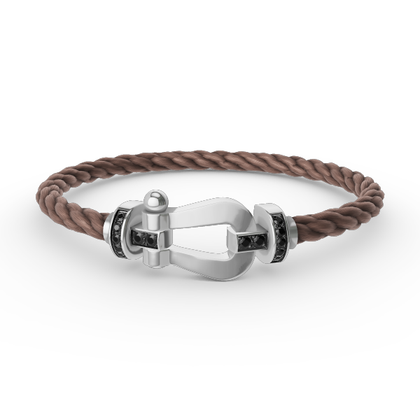 ˇGilded EraˇFORCE LARGE HORSESHOE BLACK DIAMOND BRACELET SILVER