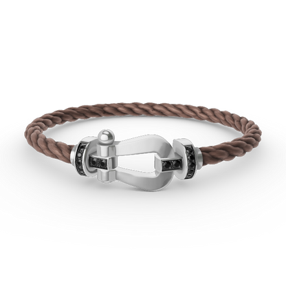 ˇGilded EraˇFORCE LARGE HORSESHOE BLACK DIAMOND BRACELET SILVER