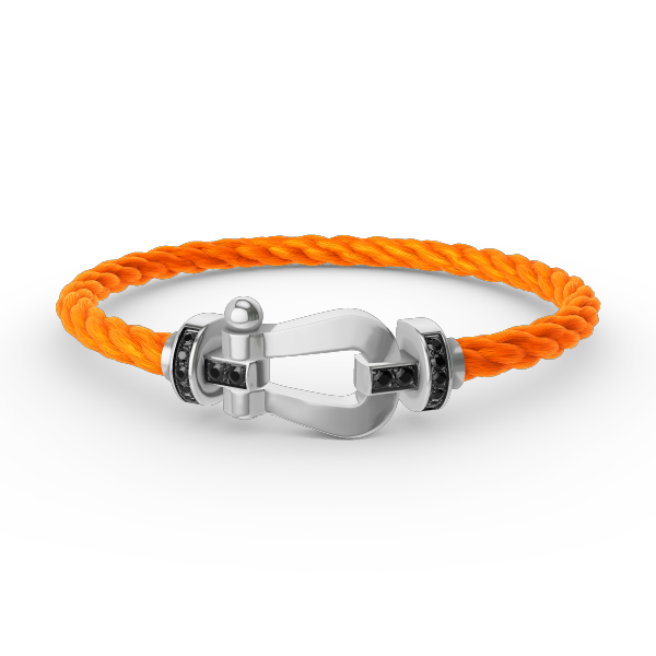 ˇGilded EraˇFORCE LARGE HORSESHOE BLACK DIAMOND BRACELET SILVER
