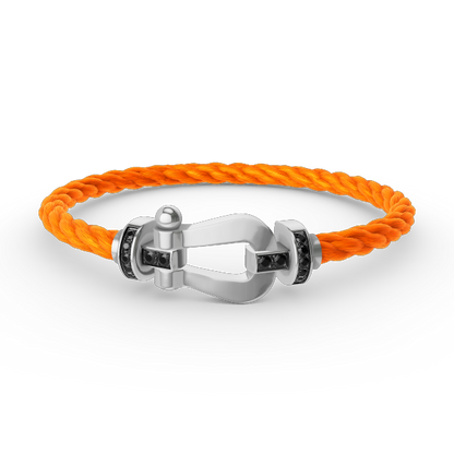 ˇGilded EraˇFORCE LARGE HORSESHOE BLACK DIAMOND BRACELET SILVER