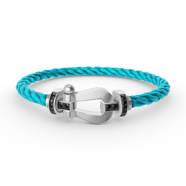 ˇGilded EraˇFORCE LARGE HORSESHOE BLACK DIAMOND BRACELET SILVER