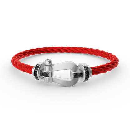 ˇGilded EraˇFORCE LARGE HORSESHOE BLACK DIAMOND BRACELET SILVER