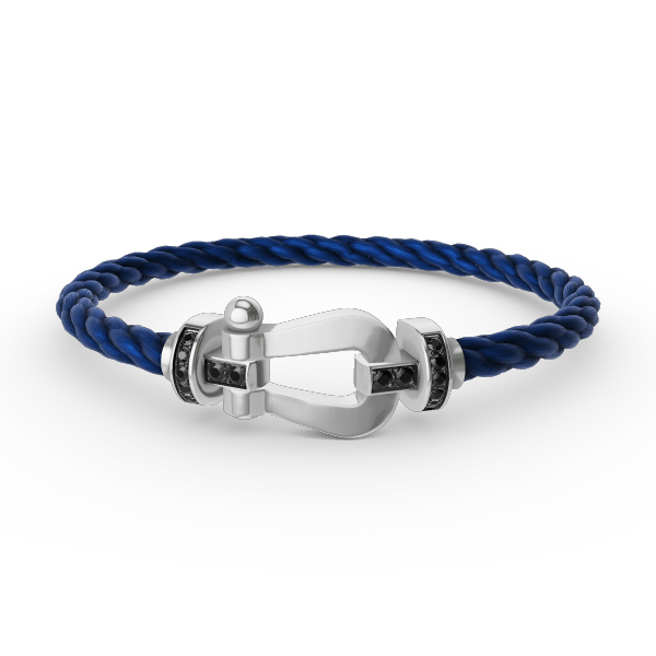 ˇGilded EraˇFORCE LARGE HORSESHOE BLACK DIAMOND BRACELET SILVER