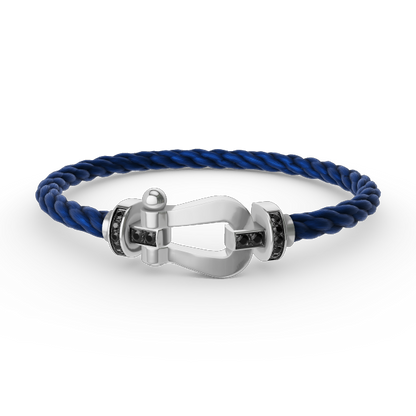 ˇGilded EraˇFORCE LARGE HORSESHOE BLACK DIAMOND BRACELET SILVER