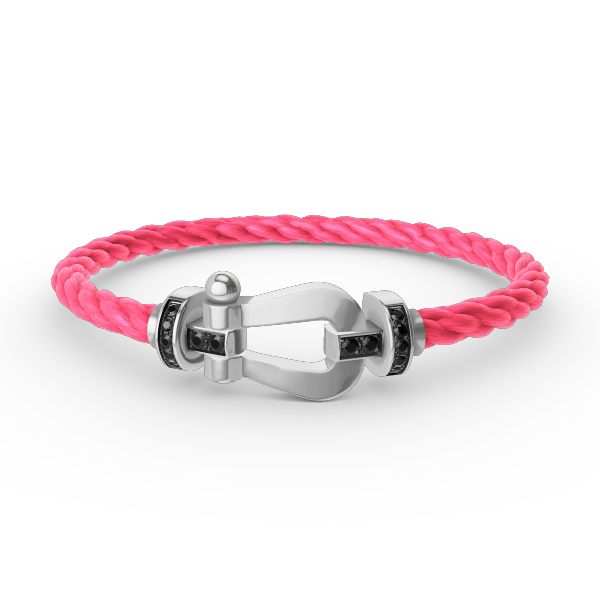 ˇGilded EraˇFORCE LARGE HORSESHOE BLACK DIAMOND BRACELET SILVER