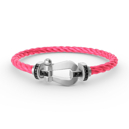ˇGilded EraˇFORCE LARGE HORSESHOE BLACK DIAMOND BRACELET SILVER