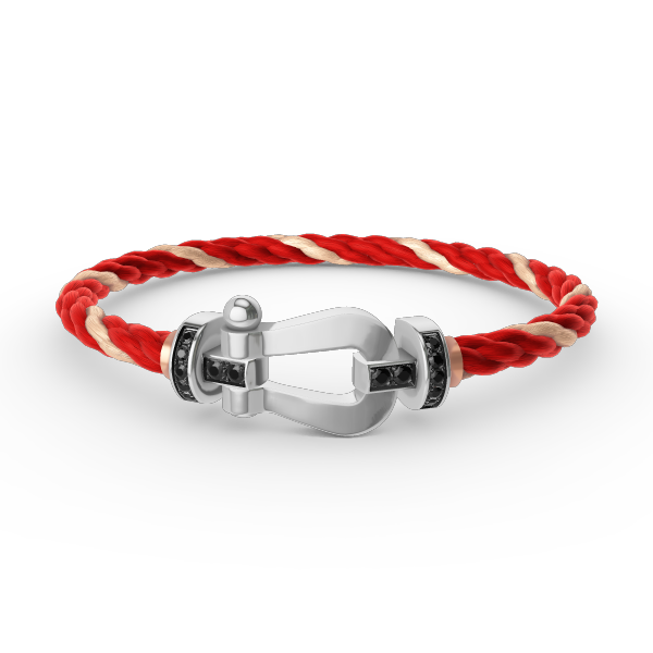 ˇGilded EraˇFORCE LARGE HORSESHOE BLACK DIAMOND BRACELET SILVER