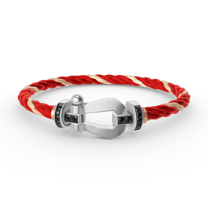 ˇGilded EraˇFORCE LARGE HORSESHOE BLACK DIAMOND BRACELET SILVER