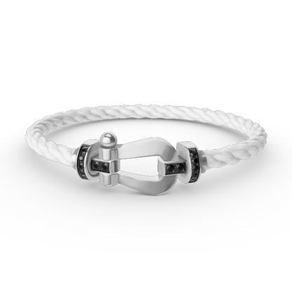 ˇGilded EraˇFORCE LARGE HORSESHOE BLACK DIAMOND BRACELET SILVER