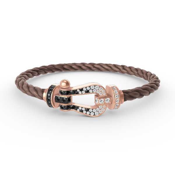 ˇGilded EraˇFORCE LARGE HORSESHOE BLACK WHITE DIAMOND BRACELET ROSE GOLD