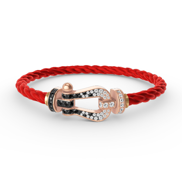 ˇGilded EraˇFORCE LARGE HORSESHOE BLACK WHITE DIAMOND BRACELET ROSE GOLD