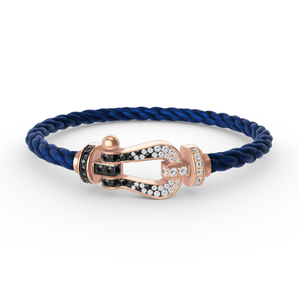 ˇGilded EraˇFORCE LARGE HORSESHOE BLACK WHITE DIAMOND BRACELET ROSE GOLD