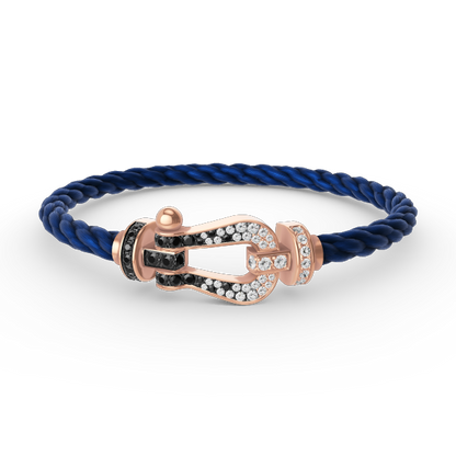ˇGilded EraˇFORCE LARGE HORSESHOE BLACK WHITE DIAMOND BRACELET ROSE GOLD