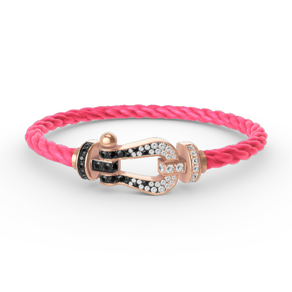 ˇGilded EraˇFORCE LARGE HORSESHOE BLACK WHITE DIAMOND BRACELET ROSE GOLD