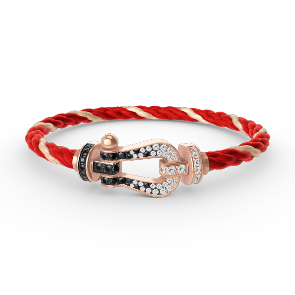 ˇGilded EraˇFORCE LARGE HORSESHOE BLACK WHITE DIAMOND BRACELET ROSE GOLD