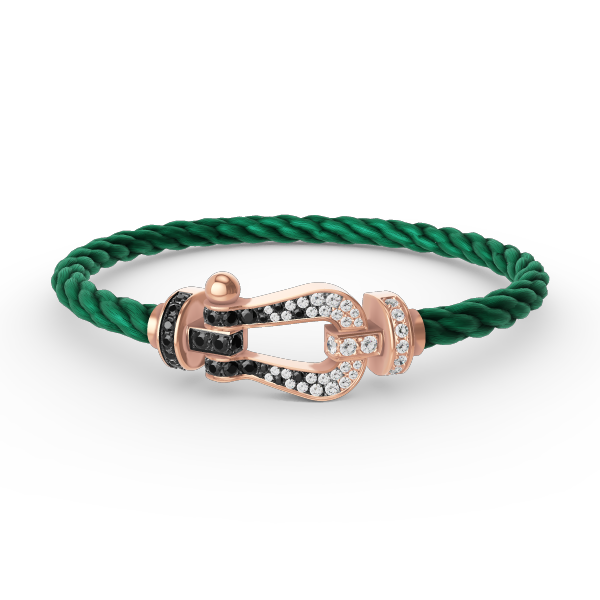 ˇGilded EraˇFORCE LARGE HORSESHOE BLACK WHITE DIAMOND BRACELET ROSE GOLD