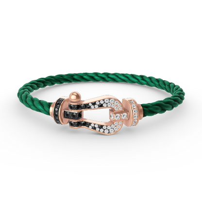 ˇGilded EraˇFORCE LARGE HORSESHOE BLACK WHITE DIAMOND BRACELET ROSE GOLD
