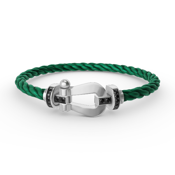 ˇGilded EraˇFORCE LARGE HORSESHOE BLACK DIAMOND BRACELET SILVER