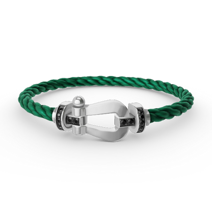 ˇGilded EraˇFORCE LARGE HORSESHOE BLACK DIAMOND BRACELET SILVER