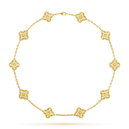 ˇGilded EraˇCLOVER 10 MOTIFS DIAMOND NECKLACE