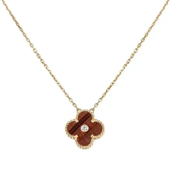 ˇGilded EraˇCLOVER 15MM DIAMOND AND YELLOW TIGER'S EYE AGATE necklace