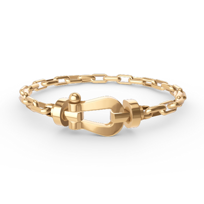 ˇGilded EraˇFORCE LARGE HORSESHOE CLASP  METAL BRACELET