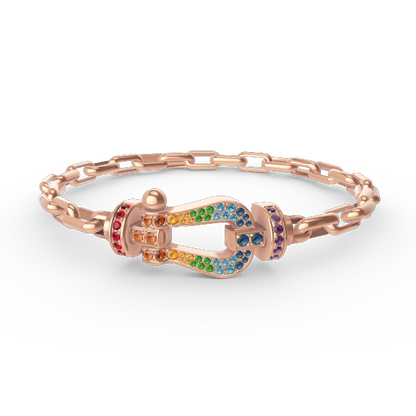 ˇGilded EraˇFORCE LARGE HORSESHOE CLASP  METAL BRACELET