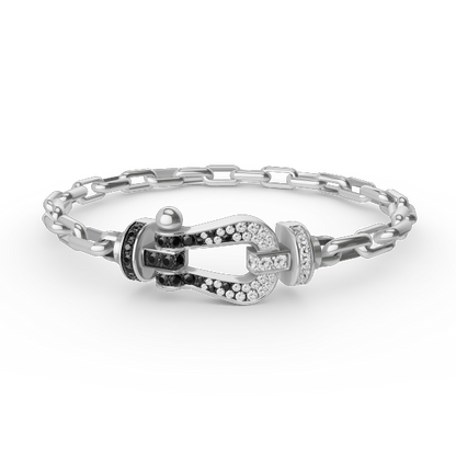 ˇGilded EraˇFORCE LARGE HORSESHOE CLASP  METAL BRACELET